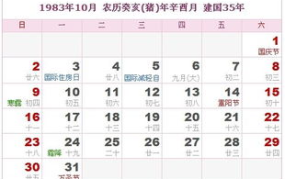 1983年农历表,猪年生肖，传统节日与节气一览